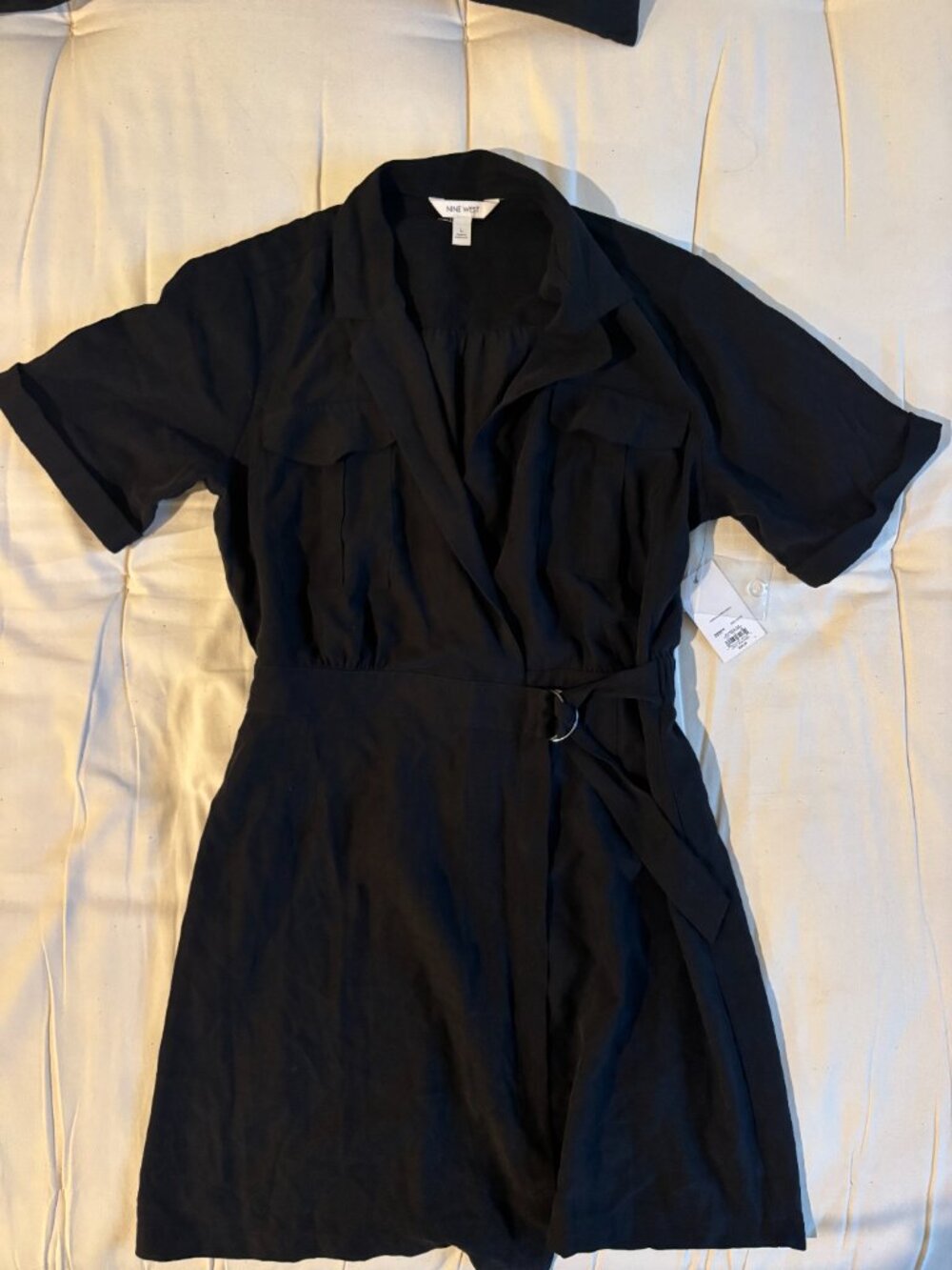 Nine West Belted Utility Dress - Black/Women's Size L NWT